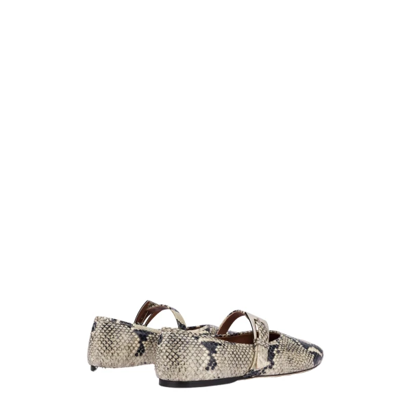 Sveva Buckle Ballet Flats in Natural Python-Print Leather - Image 3