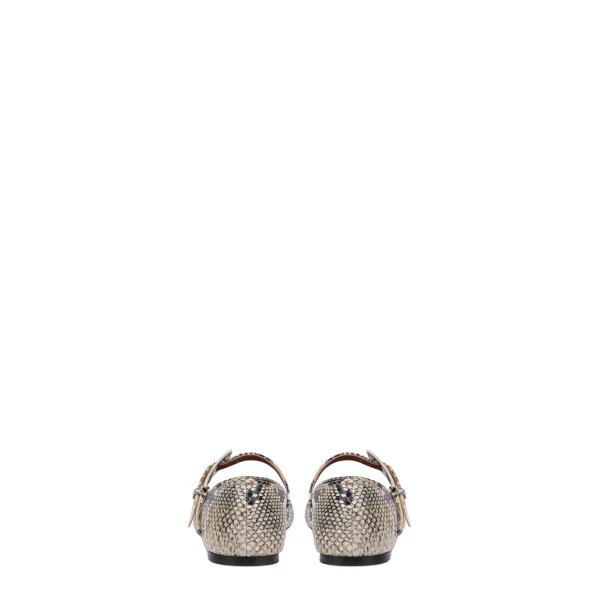 Sveva Buckle Ballet Flats in Natural Python-Print Leather - Image 4