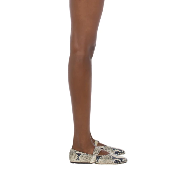 Sveva Buckle Ballet Flats in Natural Python-Print Leather - Image 6