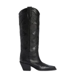 Paris Texas Tucson 60 Embroidered Boots in Black Leather with Python-Print Detail