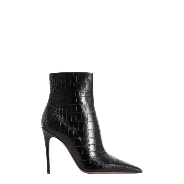 Paris Texas Vera 105 Ankle Boots in Carbone Croc-Embossed Leather
