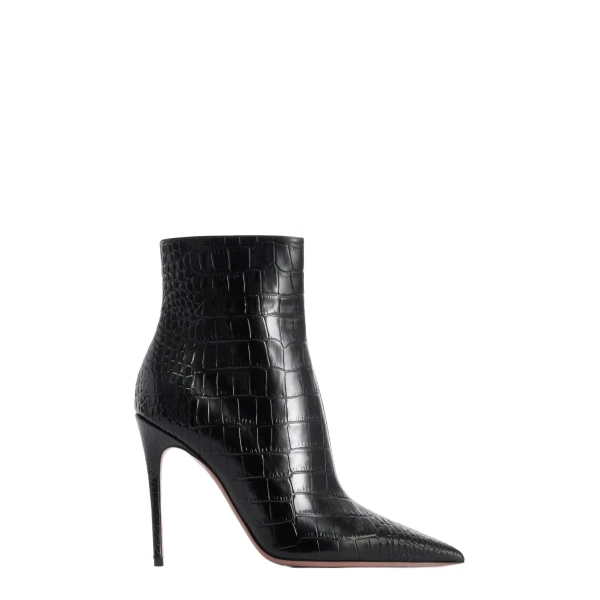 Paris Texas Vera 105 Ankle Boots in Carbone Croc-Embossed Leather