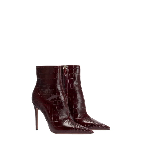 Vera 105 Ankle Boots in Rouge Noir Croc-Embossed Leather - Image 2