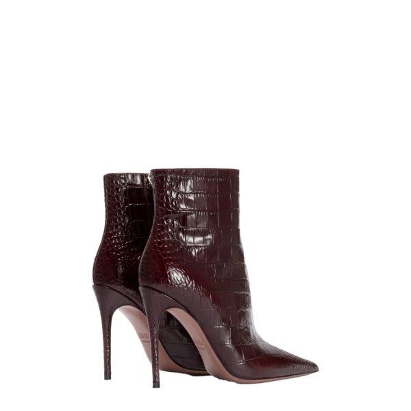 Vera 105 Ankle Boots in Rouge Noir Croc-Embossed Leather - Image 3