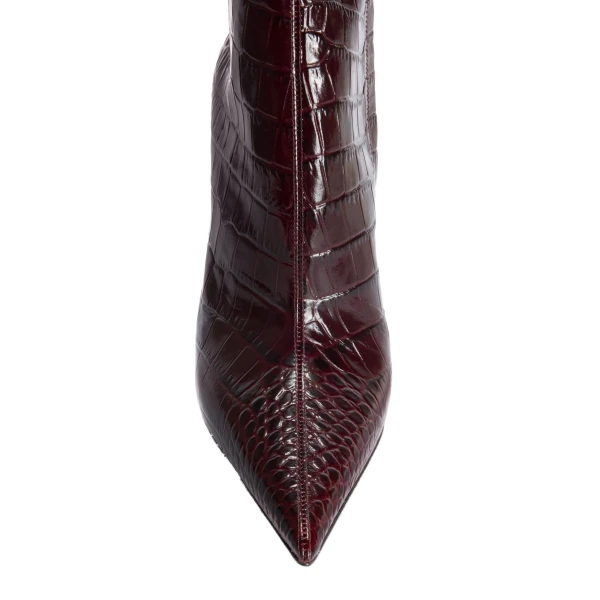 Vera 105 Ankle Boots in Rouge Noir Croc-Embossed Leather - Image 5