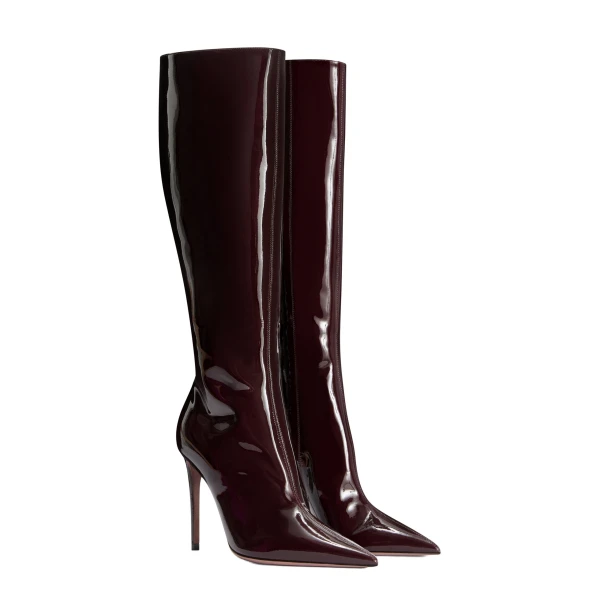 Vera 105 Boots in Dark Rouge Noir Patent Leather - Image 2