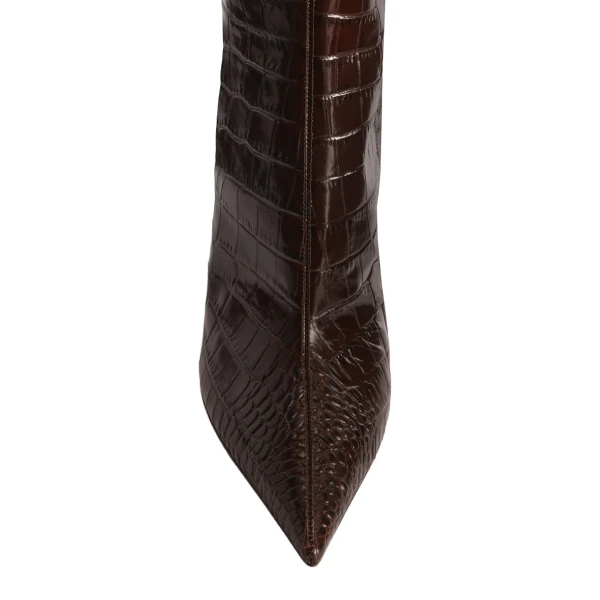Vera 105 Boots in Ebano Croc-Embossed Leather - Image 5