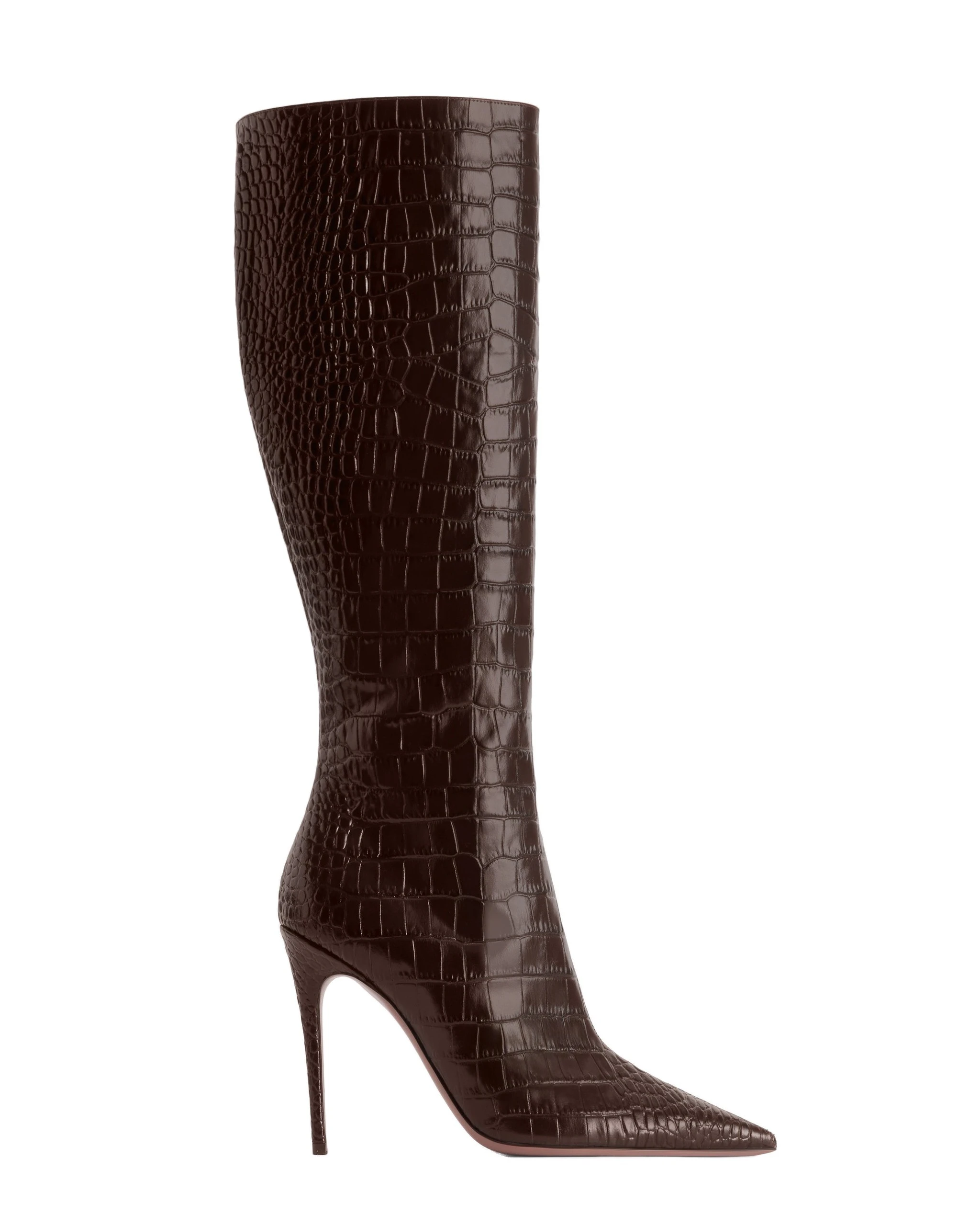 Paris Texas Vera 105 Boots in Ebano | Luxury Shoes Paris Texas Vera 105 Boots in Ebano Croc-Embossed Leather