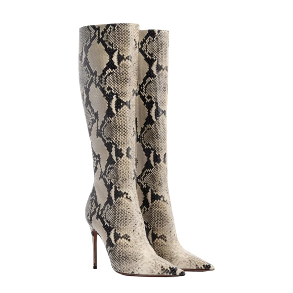 Vera 105 Boots in Natural Python-Print Leather - Image 2