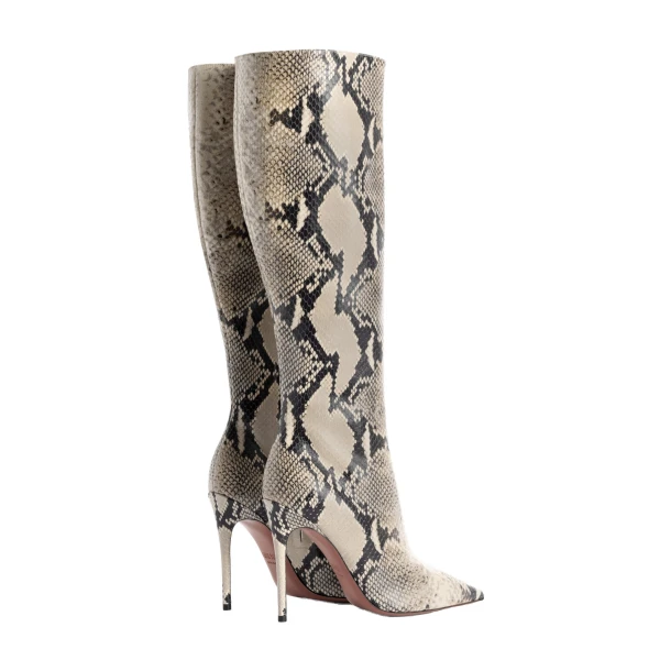 Vera 105 Boots in Natural Python-Print Leather - Image 3