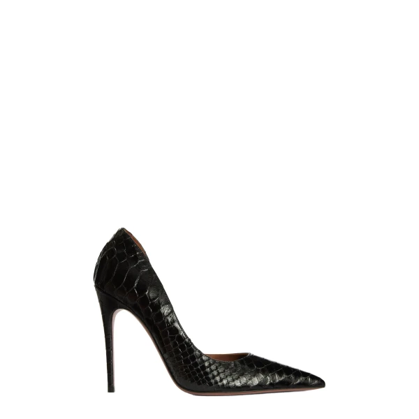 Paris Texas Vera 105 Pumps in Black Python-Print Leather