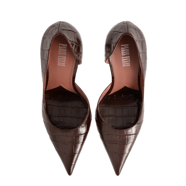 Vera 105 Pumps in Ebano Croc-Embossed Leather - Image 5