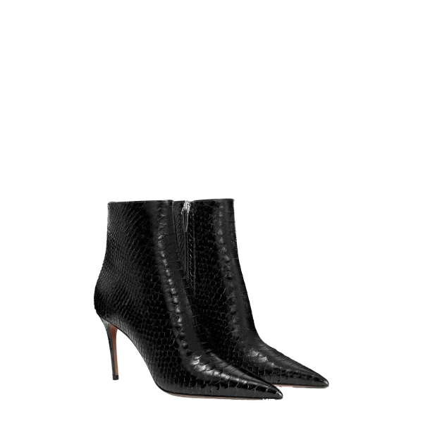 Vera 85 Ankle Boots in Black Python-Print Leather - Image 2