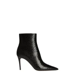 Paris Texas Vera 85 Ankle Boots in Black Python-Print Leather