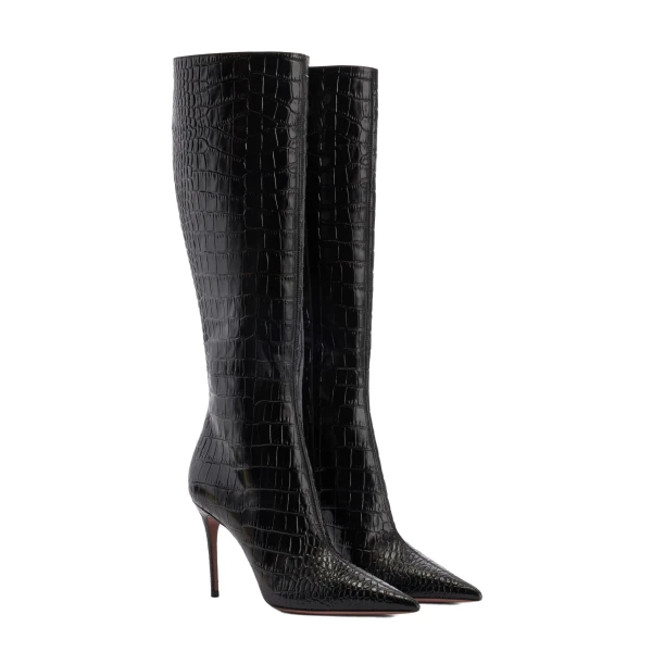 Vera 85 Boots in Carbone Croc-Embossed Leather - Image 2