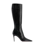 Paris Texas Vera 85 Boots in Carbone Croc-Embossed Leather