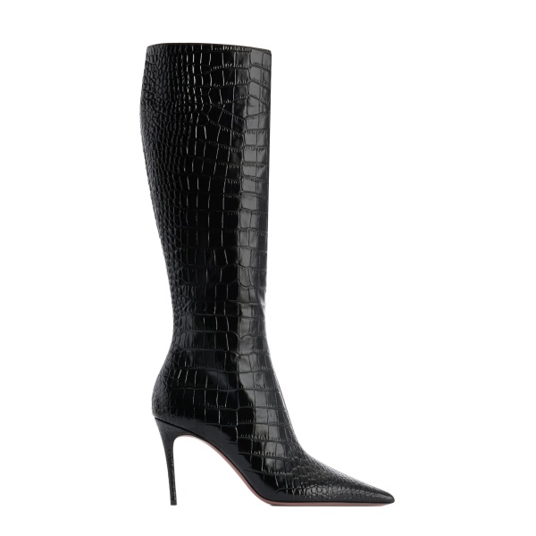Paris Texas Vera 85 Boots in Carbone Croc-Embossed Leather