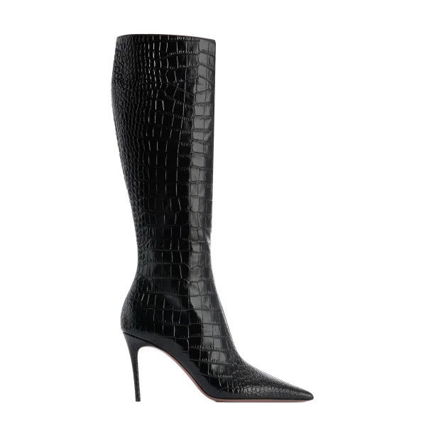 Paris Texas Vera 85 Boots in Carbone Croc-Embossed Leather