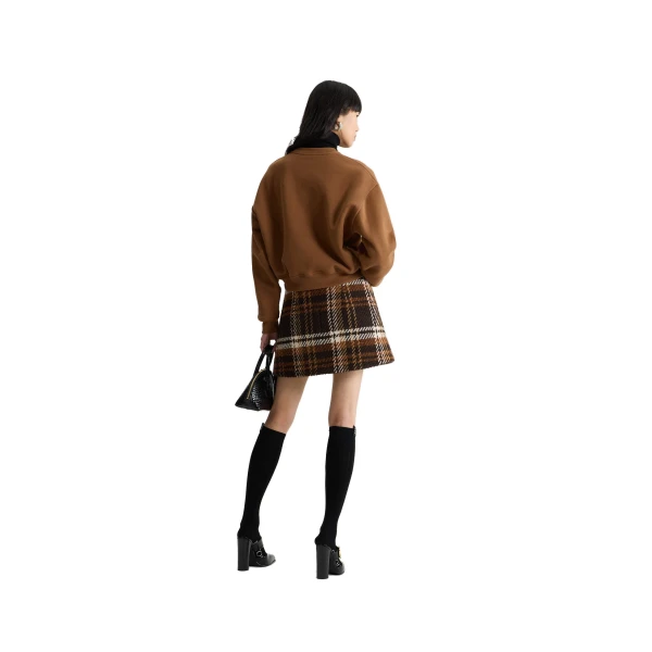 A-line mini skirt in Autumn Checkerboard wool blend - Image 3