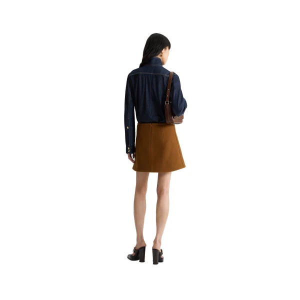 A-line mini skirt in Mahogany sustainable wool blend - Image 3
