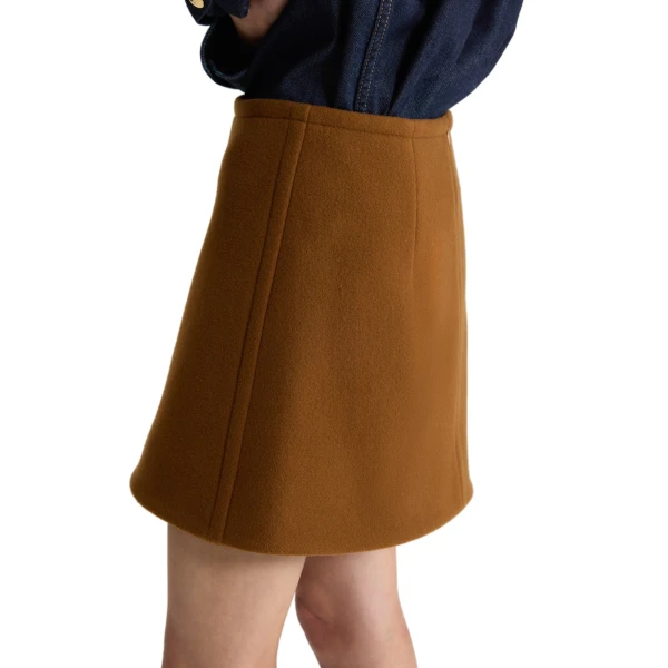 A-line mini skirt in Mahogany sustainable wool blend - Image 4