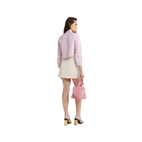 A-line mini skirt in Natural denim - Image 3