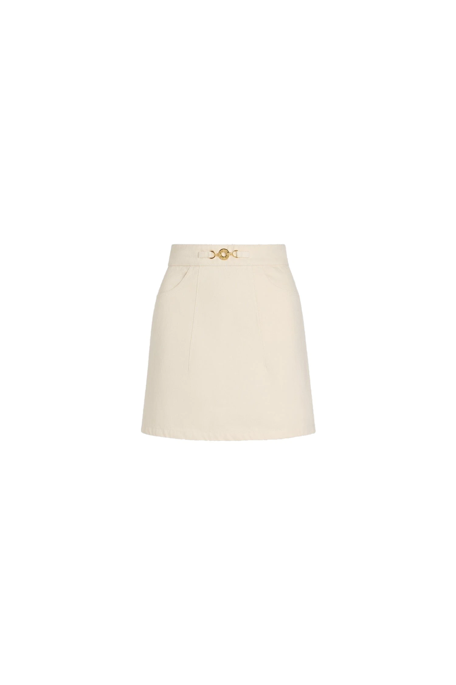 Patou A-line mini skirt in Natural denim | Skirts | Luxury Shoes Patou A-line mini skirt in Natural denim