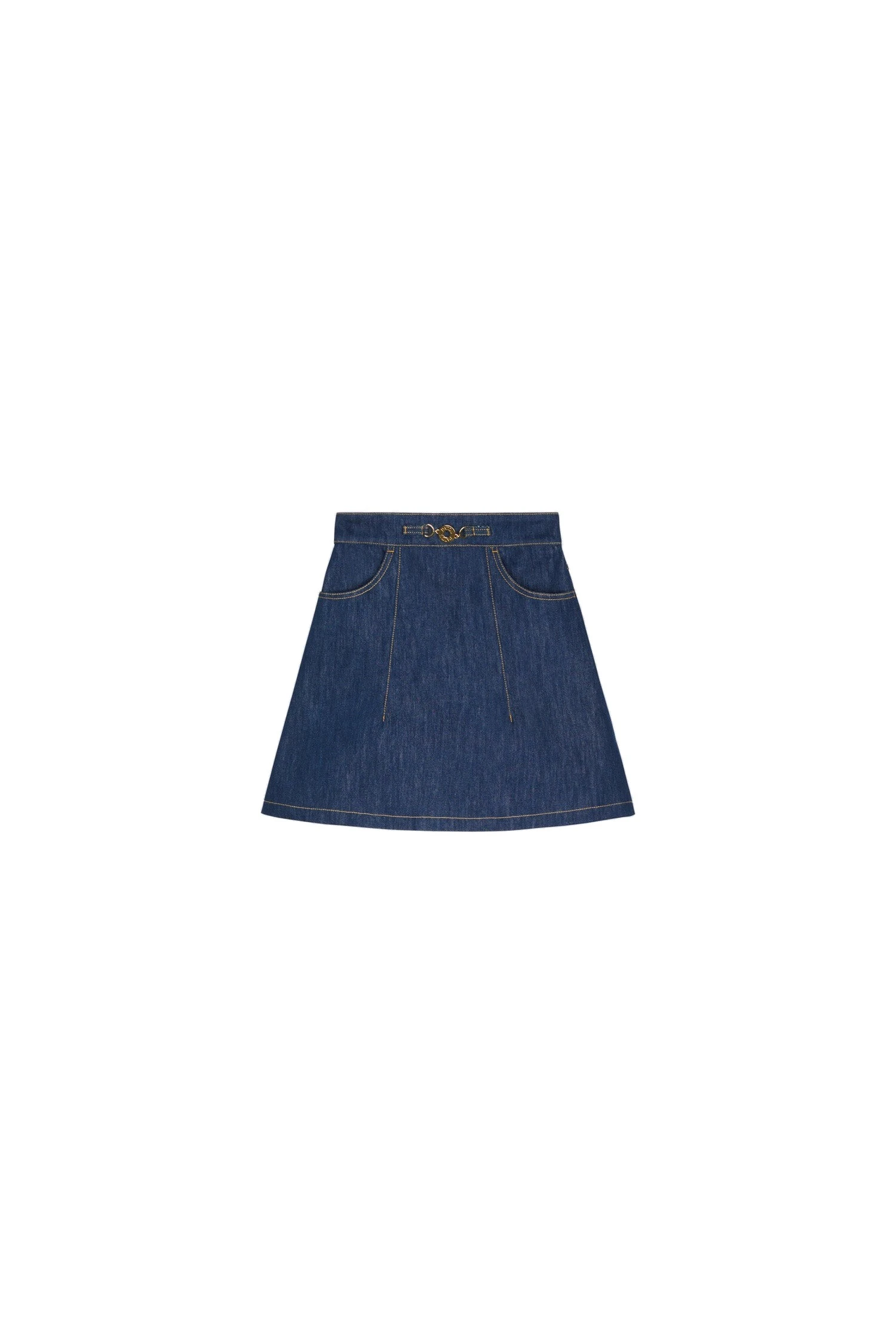 Patou A-line mini skirt in Rodeo Blue organic denim | Skirts | Luxury Shoes Patou A-line mini skirt in Rodeo Blue organic denim