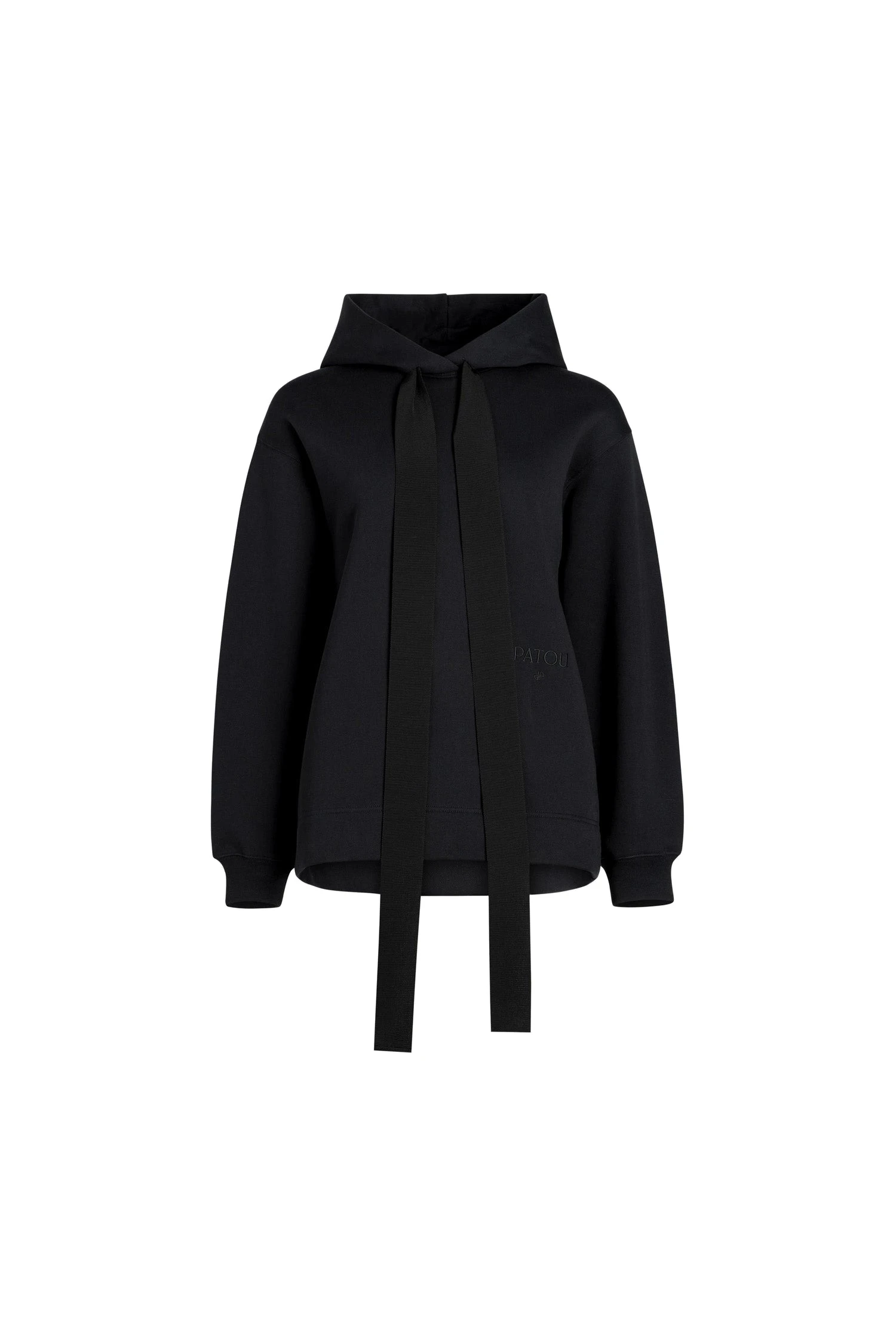 Patou Archive grosgrain hoodie in Black organic cotton | Hoodies | Luxury Shoes Patou Archive grosgrain hoodie in Black organic cotton