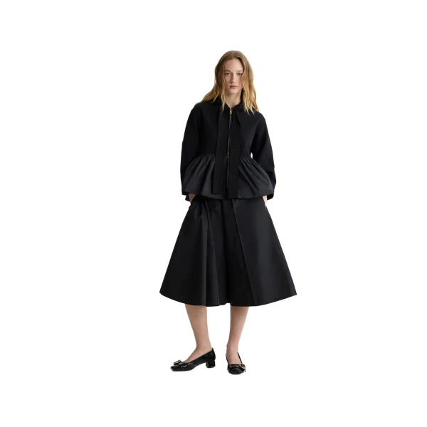 Asymmetric bermuda shorts in Black recycled faille - Image 2