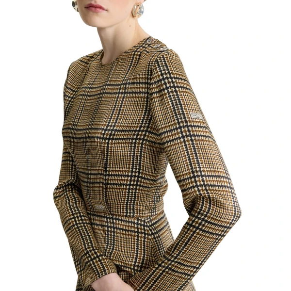 Asymmetric midi dress in Prince of Wales Print printed organic silk - Image 4