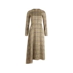 Patou Asymmetric midi dress in Prince of Wales Print printed organic silk