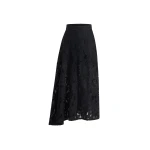 Patou Asymmetric midi skirt in Black organic cotton blend lace