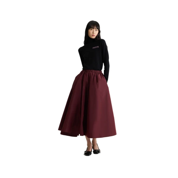 Asymmetric midi skirt in Vignola recycled faille - Image 2