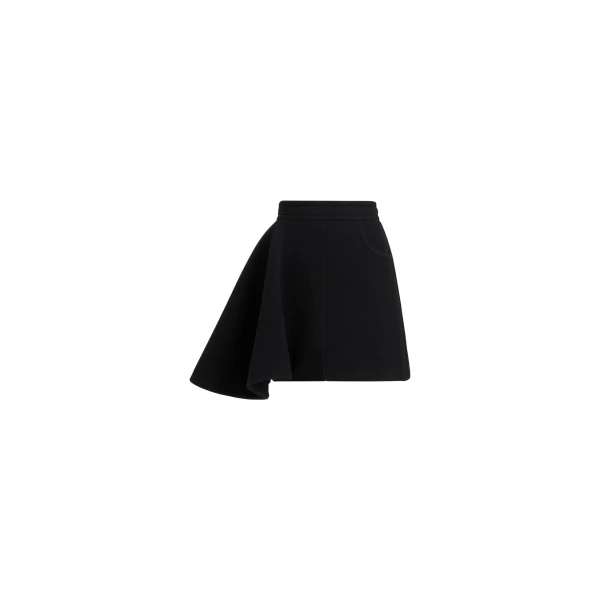 Asymmetric mini skirt in Black sustainable wool blend