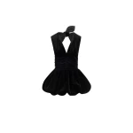 Patou Backless mini dress with bow in Black organic cotton velvet
