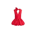 Patou Backless mini dress with bow in Lipstick Red recycled polyester