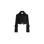 Patou Belted cropped jacket in Black wool