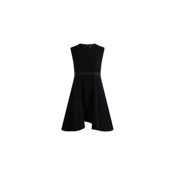 Patou Belted midi dress in Black wool