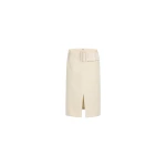 Patou Belted midi skirt in Natural cotton denim