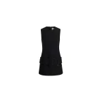 Patou Belted mini dress in Black boiled wool
