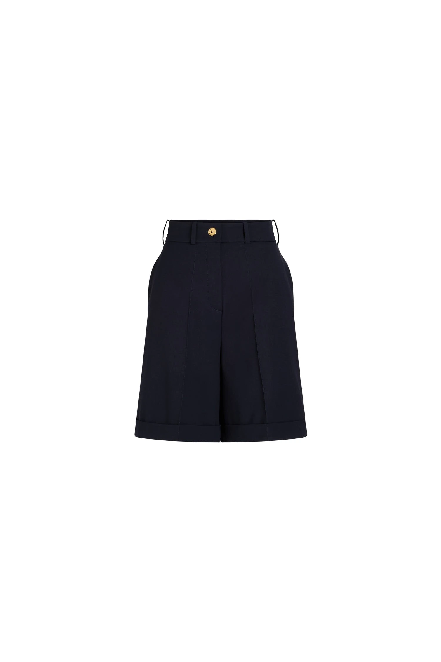 Patou Bermudas in Navy Black sustainable technical wool twill | Shorts | Luxury Shoes Patou Bermudas in Navy Black sustainable technical wool twill