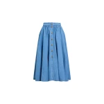 Patou Blended cotton long buttoned skirt in Heritage Blue Wash
