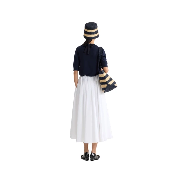 Blended cotton short sleeve sweater in Deep Sea Blue - Image 3