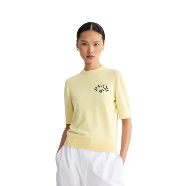 Blended cotton short sleeve sweater in Limelight - Image 5