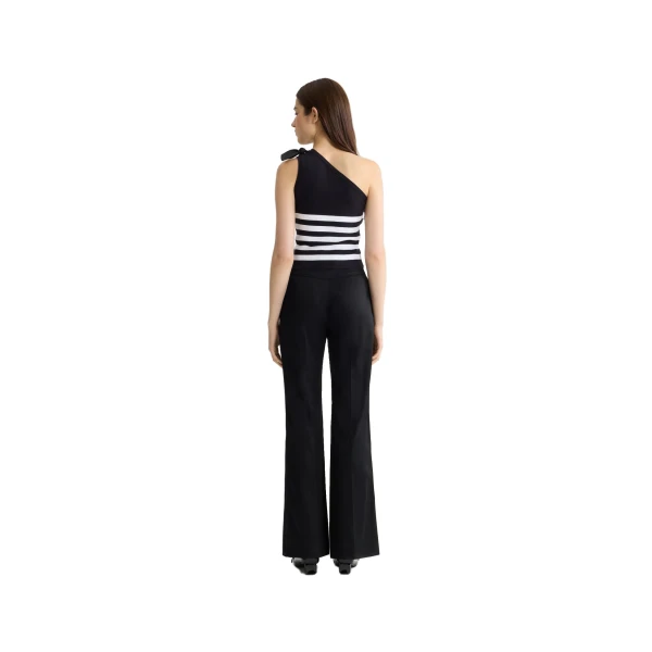 Blended cotton striped asymmetric top in Offshore Stripes - Image 3