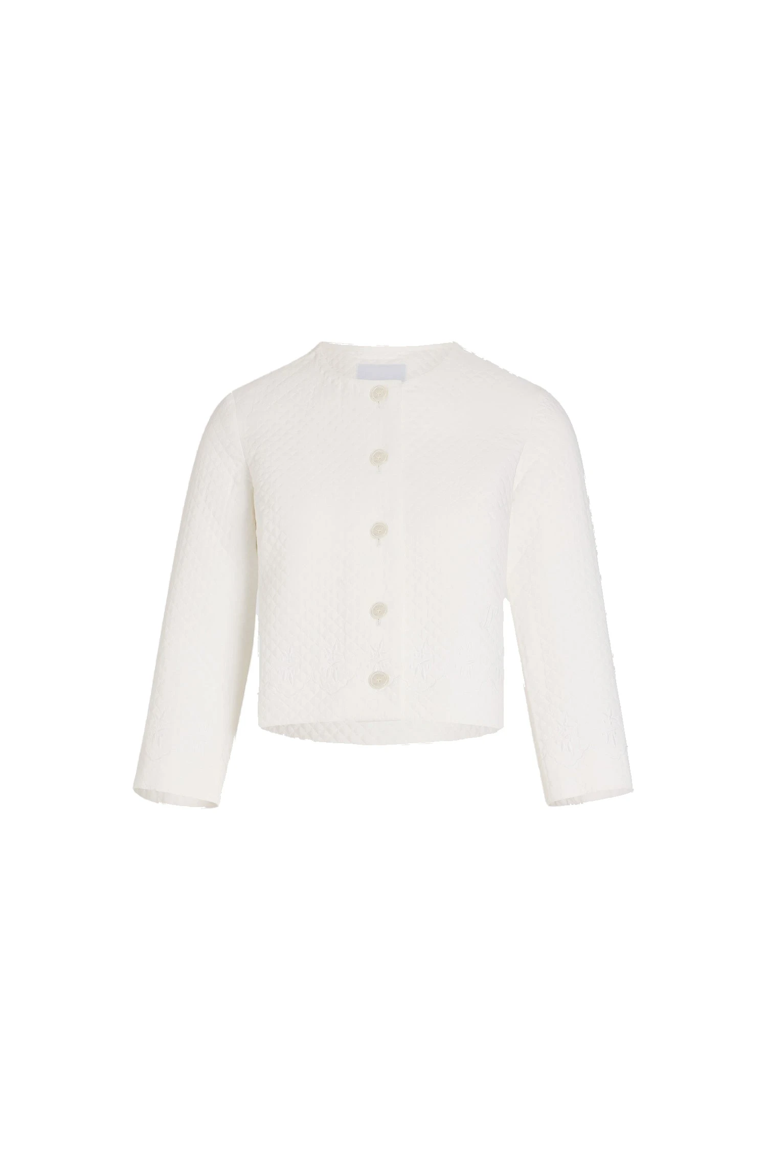 Patou Boxy collarless jacket in quilted sustainable viscose | Luxury Shoes Patou Boxy collarless jacket in White quilted sustainable viscose blend