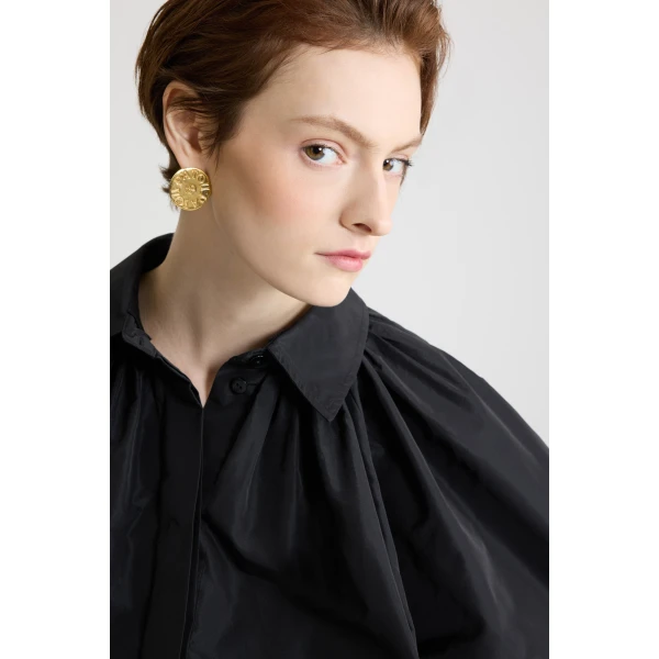 Bubble blouse in Black recycled faille - Image 5