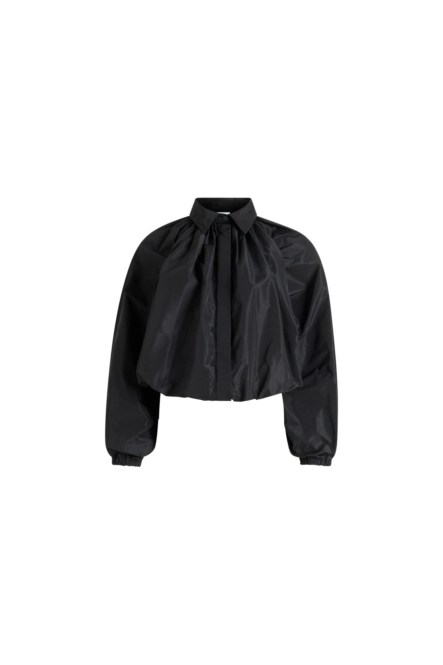 Patou Bubble blouse in Black recycled faille | Tops | Luxury Shoes Patou Bubble blouse in Black recycled faille