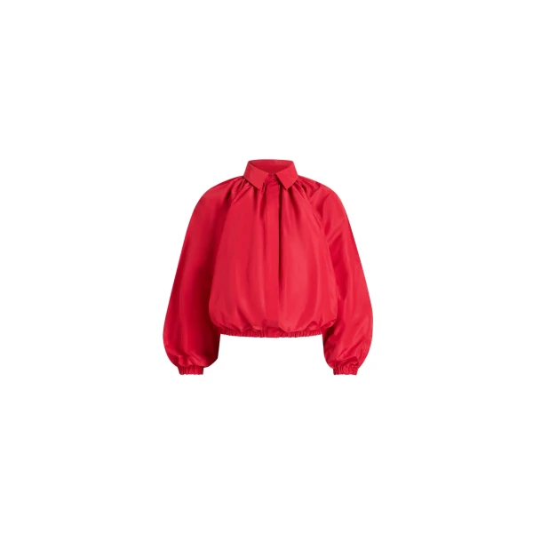 Bubble blouse in Lipstick Red recycled faille
